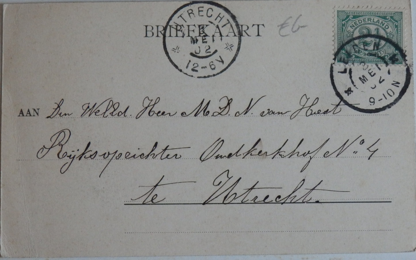 Ansichtkaart Leiden - Witte Singel 1902