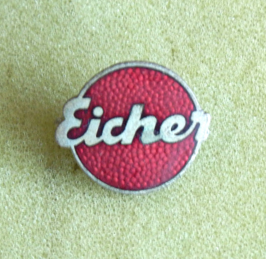 Emaille broche speld Eicher, Origineel jaren 60