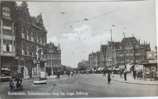 Ansichtkaart Rotterdam, Schiedamsche weg, Lage Erfbrug