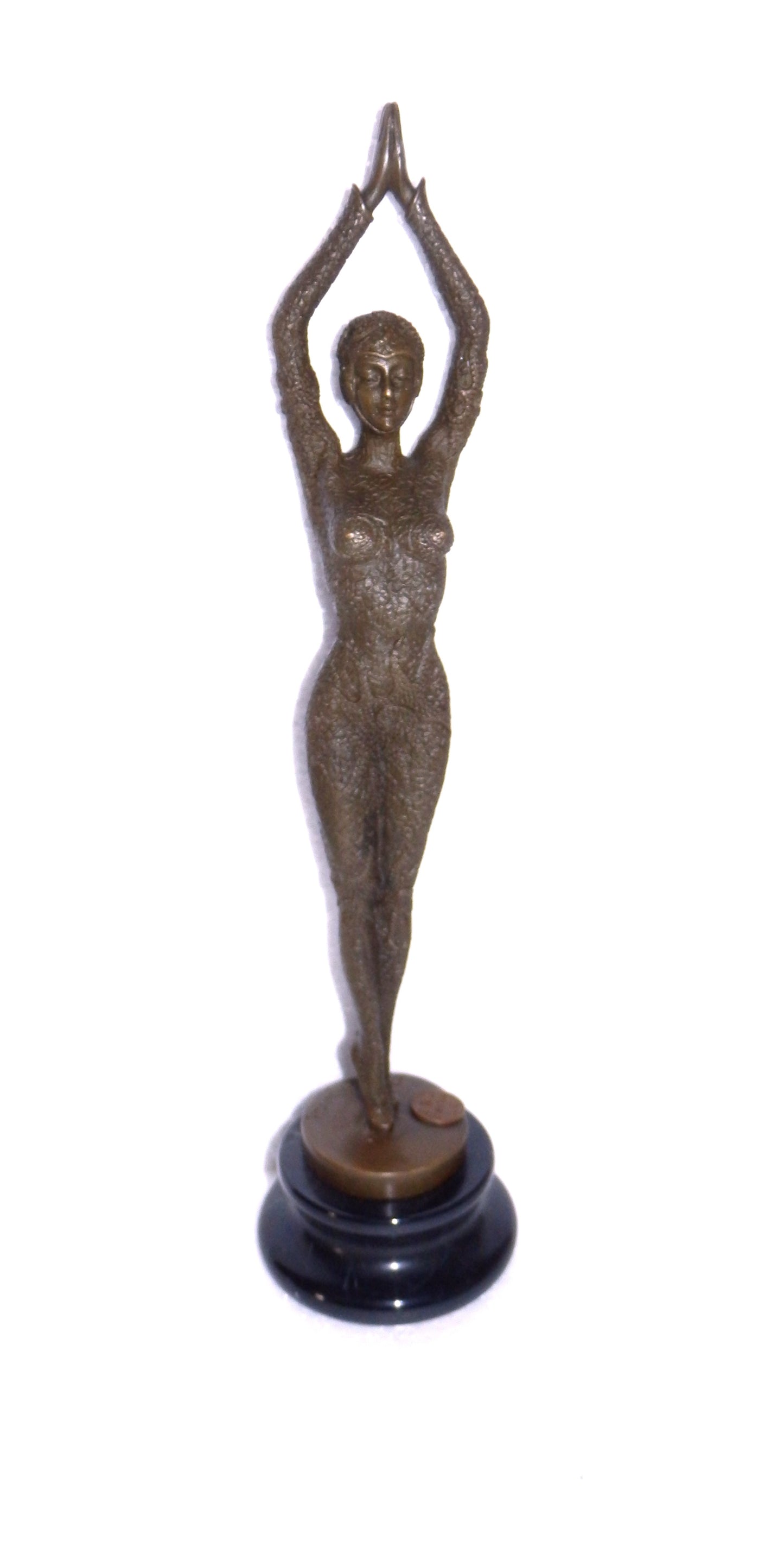 Fraai Sculptuur van Naakte vrouw in Art Deco Stijl - Starfish, op marmeren voet